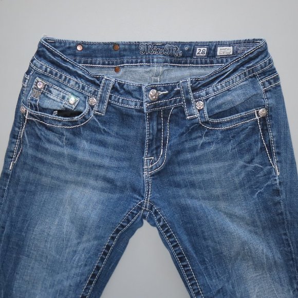 Miss Me Jeans Womens Blue Signature Slim Bootcut Embellished Denim Western sz 28 - Picture 4 of 12